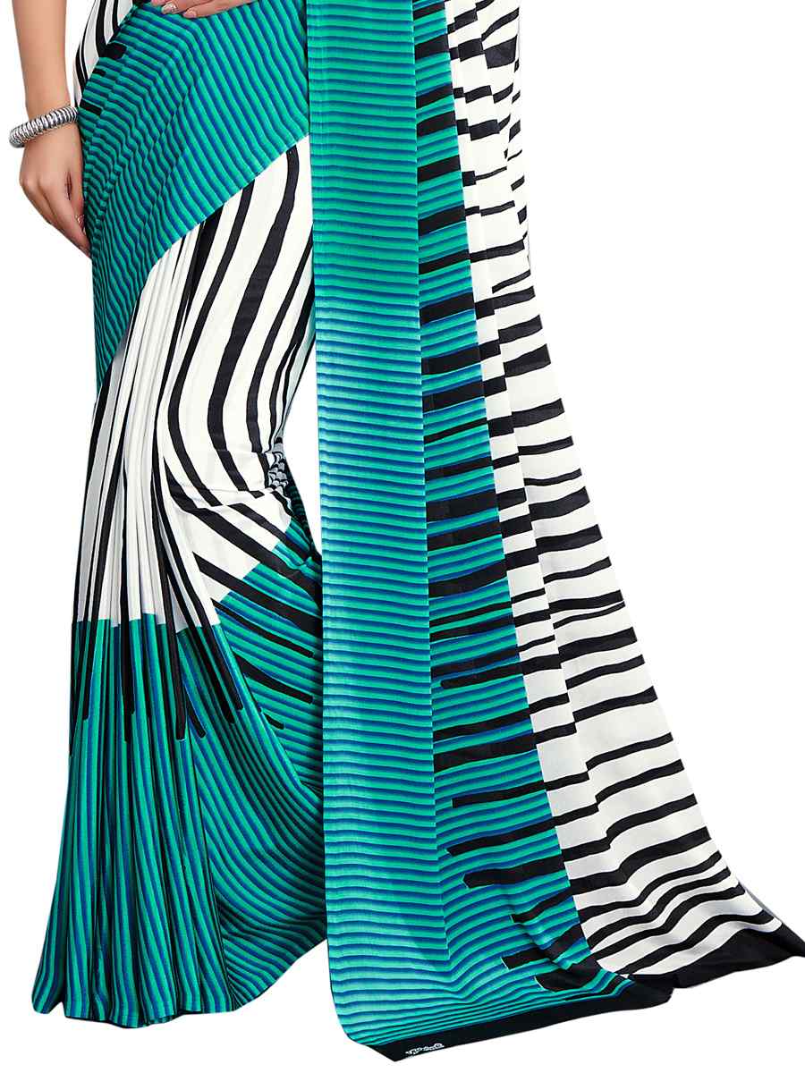 Multi Crepe Printed Casual Party Contemporary Saree