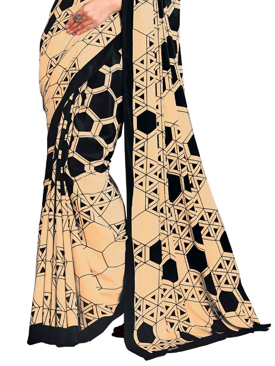 Multi Crepe Printed Casual Party Contemporary Saree