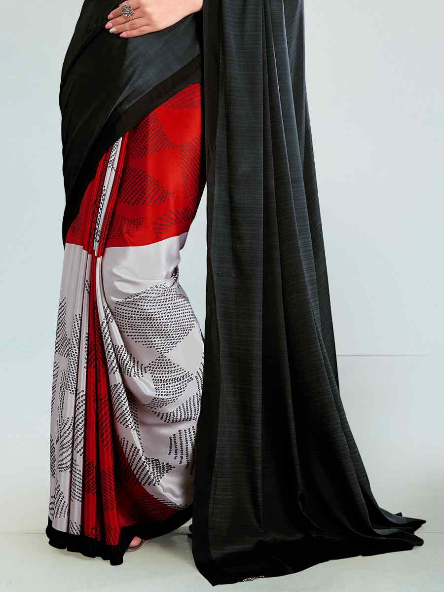 Multi Crepe Printed Casual Party Contemporary Saree
