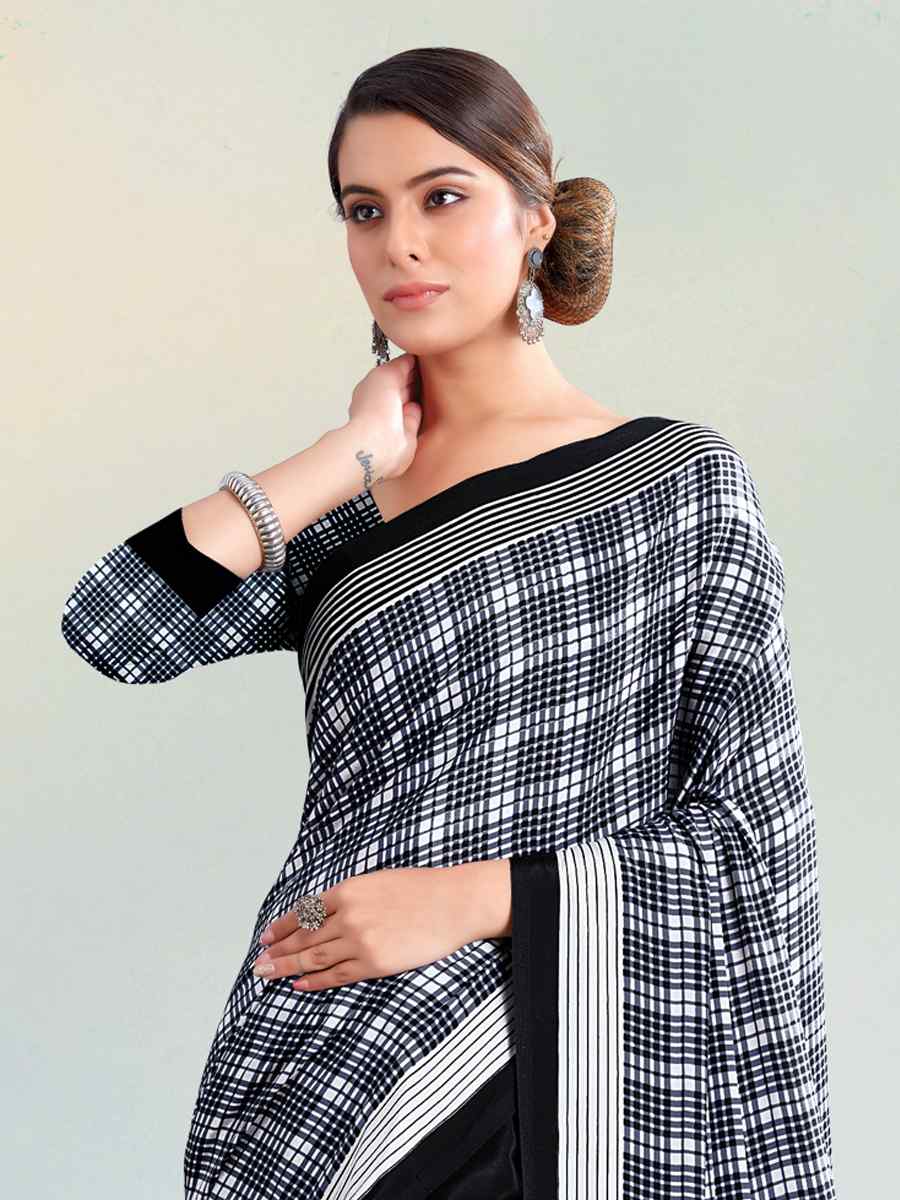 Multi Crepe Printed Casual Party Contemporary Saree