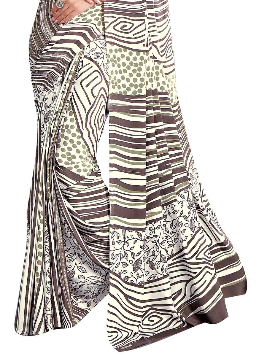 Multi Crepe Printed Casual Party Contemporary Saree