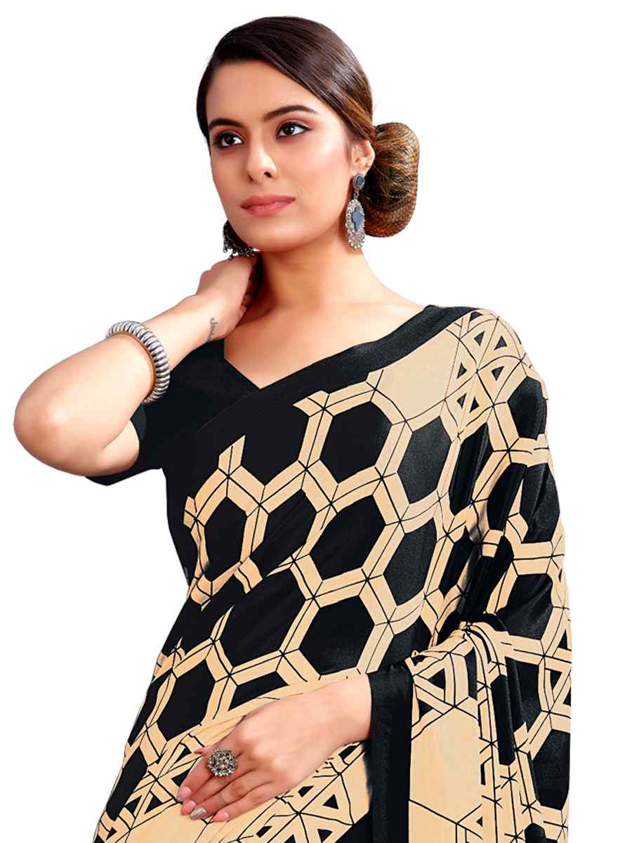 Multi Crepe Printed Casual Party Contemporary Saree