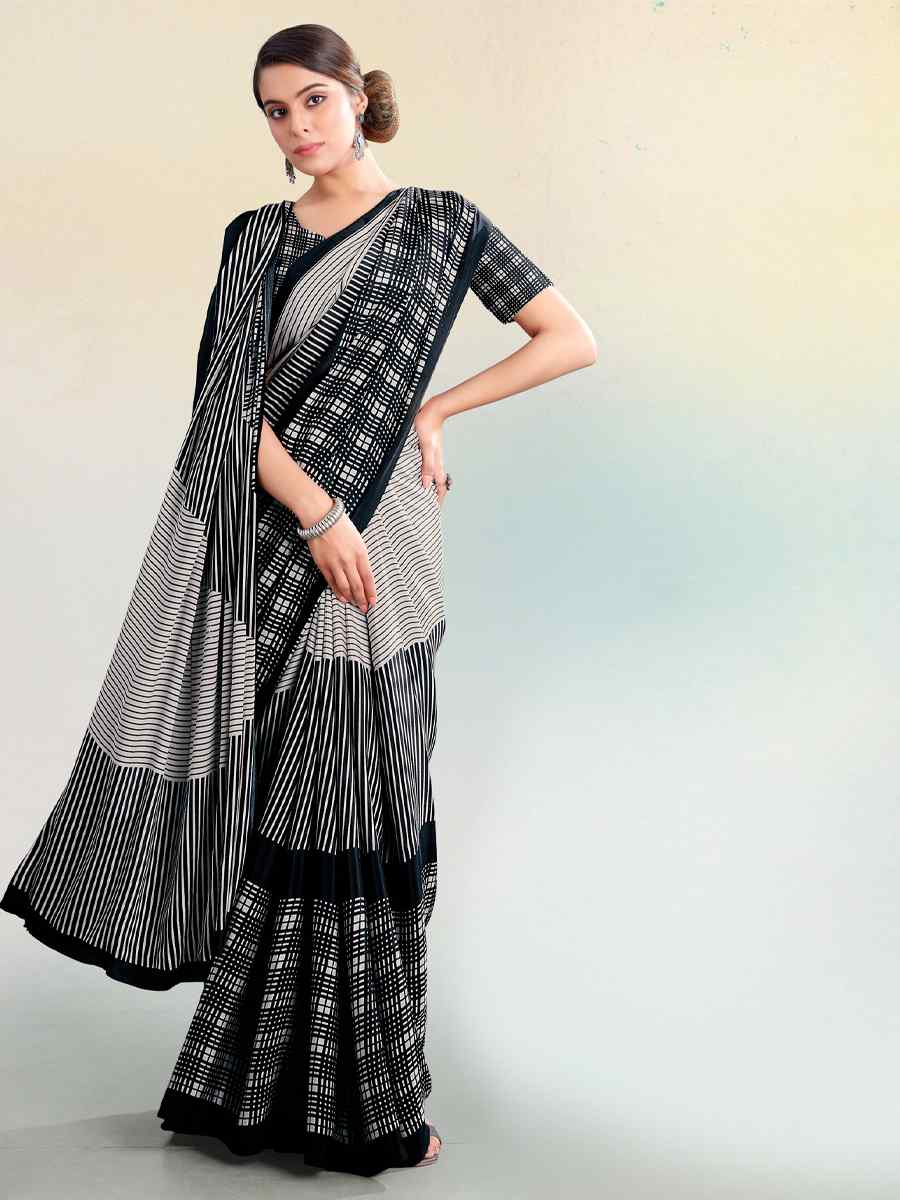 Multi Crepe Printed Casual Party Contemporary Saree