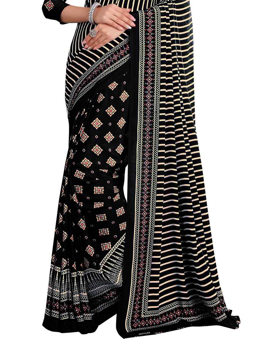 Multi Crepe Printed Casual Party Contemporary Saree