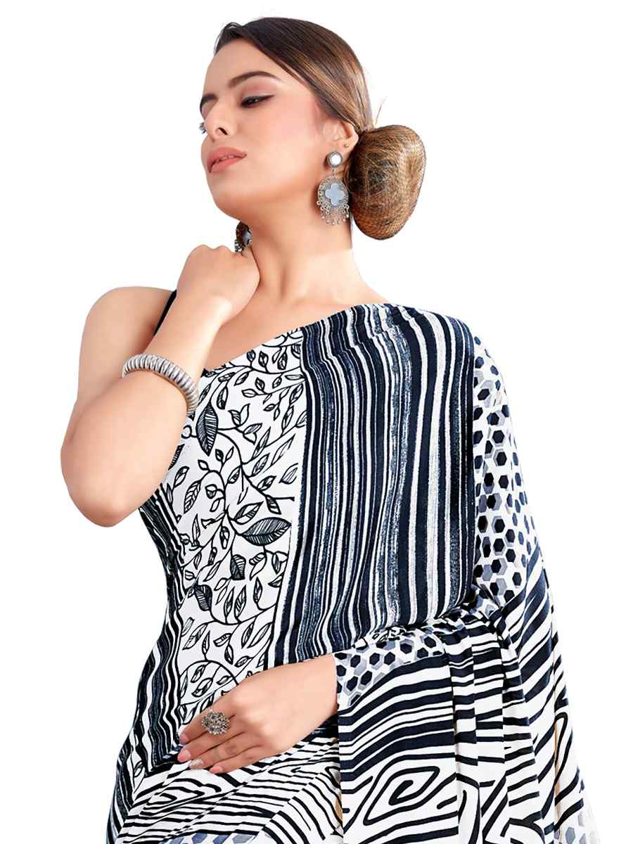 Multi Crepe Printed Casual Party Contemporary Saree