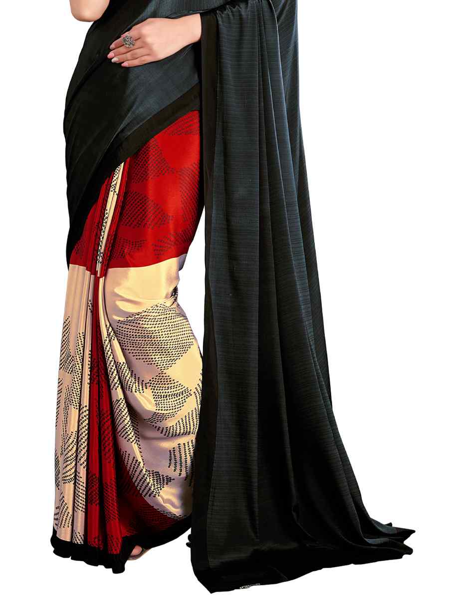 Multi Crepe Printed Casual Party Contemporary Saree