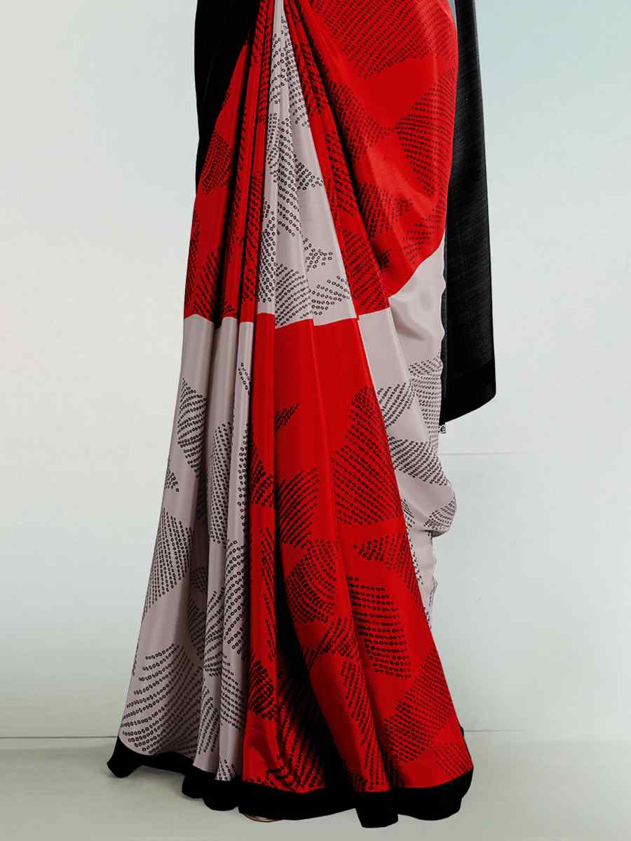 Multi Crepe Printed Casual Party Contemporary Saree