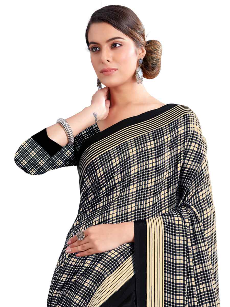Multi Crepe Printed Casual Party Contemporary Saree