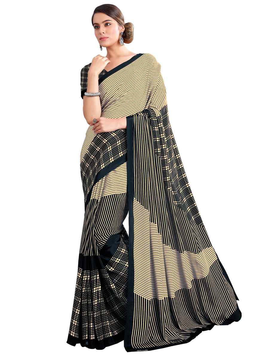 Multi Crepe Printed Casual Party Contemporary Saree