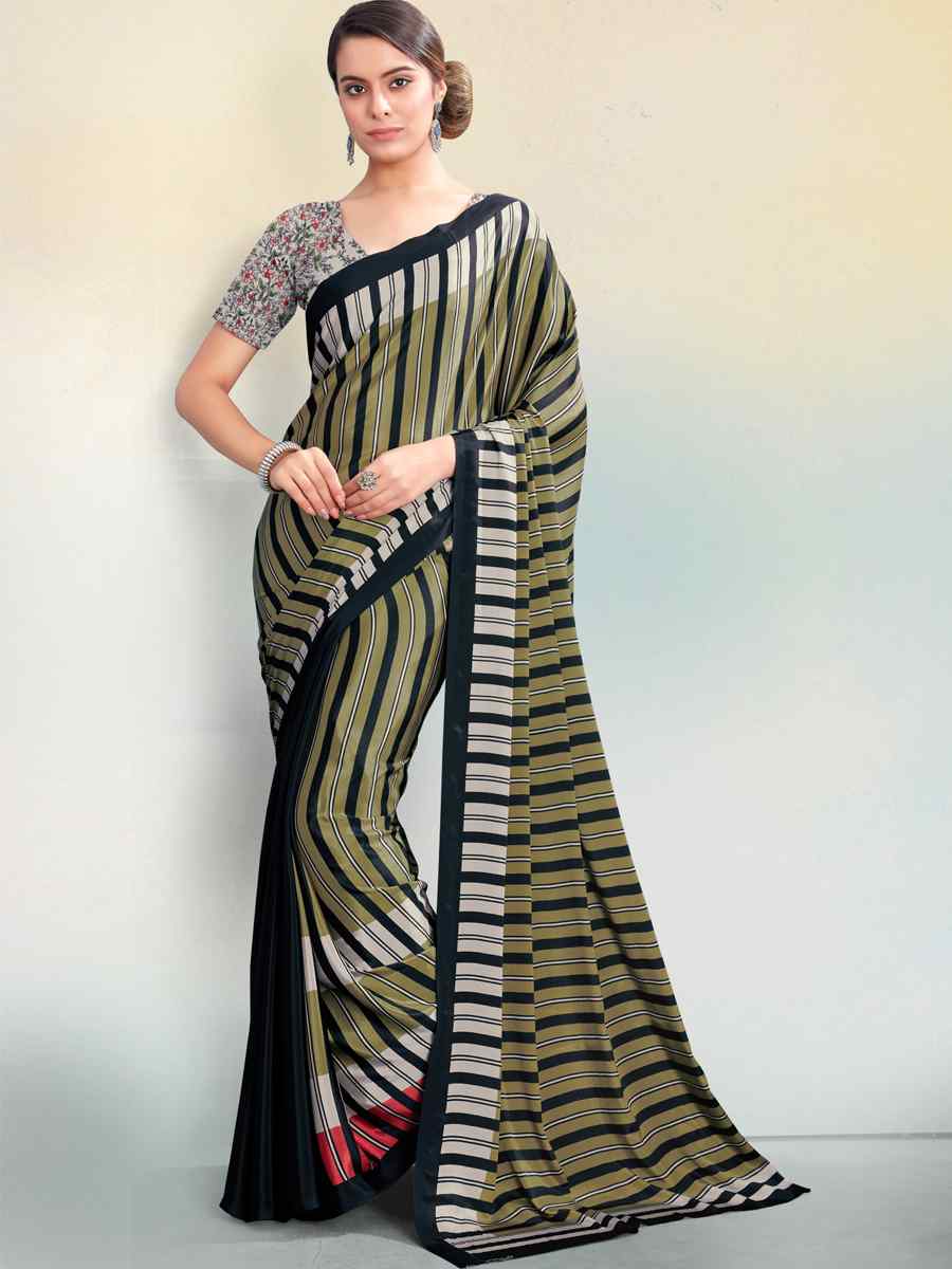 Multi Crepe Printed Casual Party Contemporary Saree