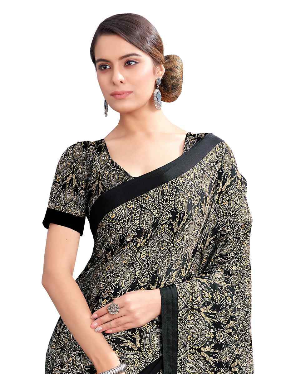 Multi Crepe Printed Casual Party Contemporary Saree