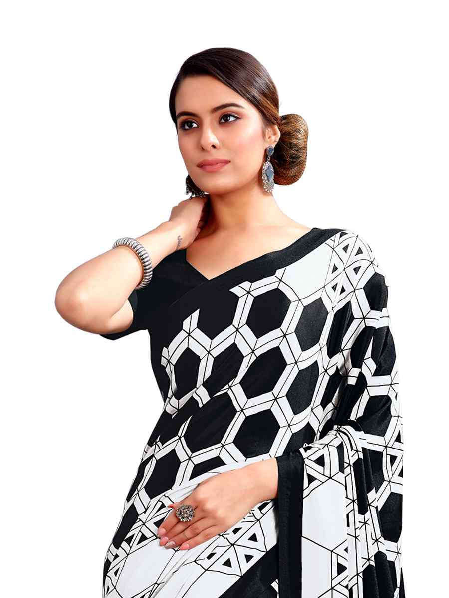 Multi Crepe Printed Casual Party Contemporary Saree