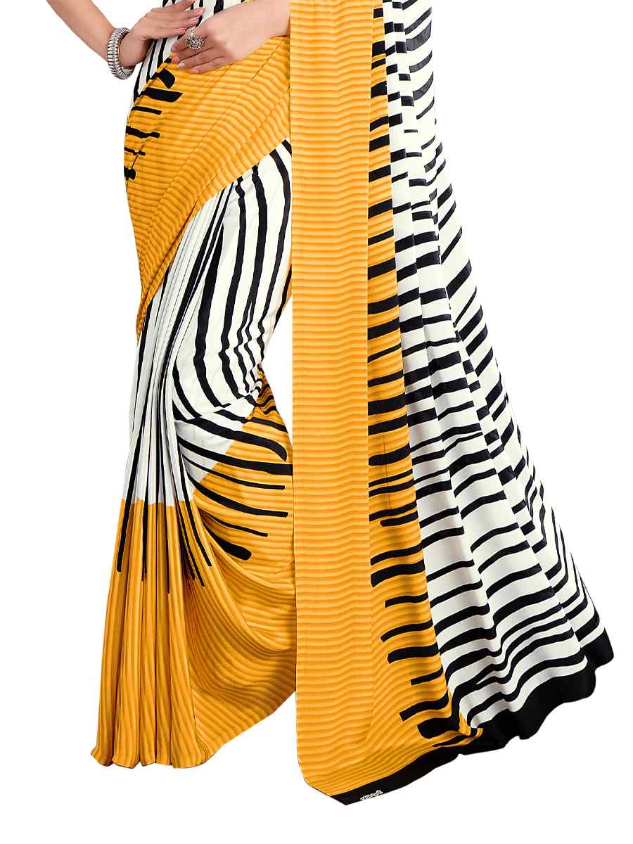 Multi Crepe Printed Casual Party Contemporary Saree