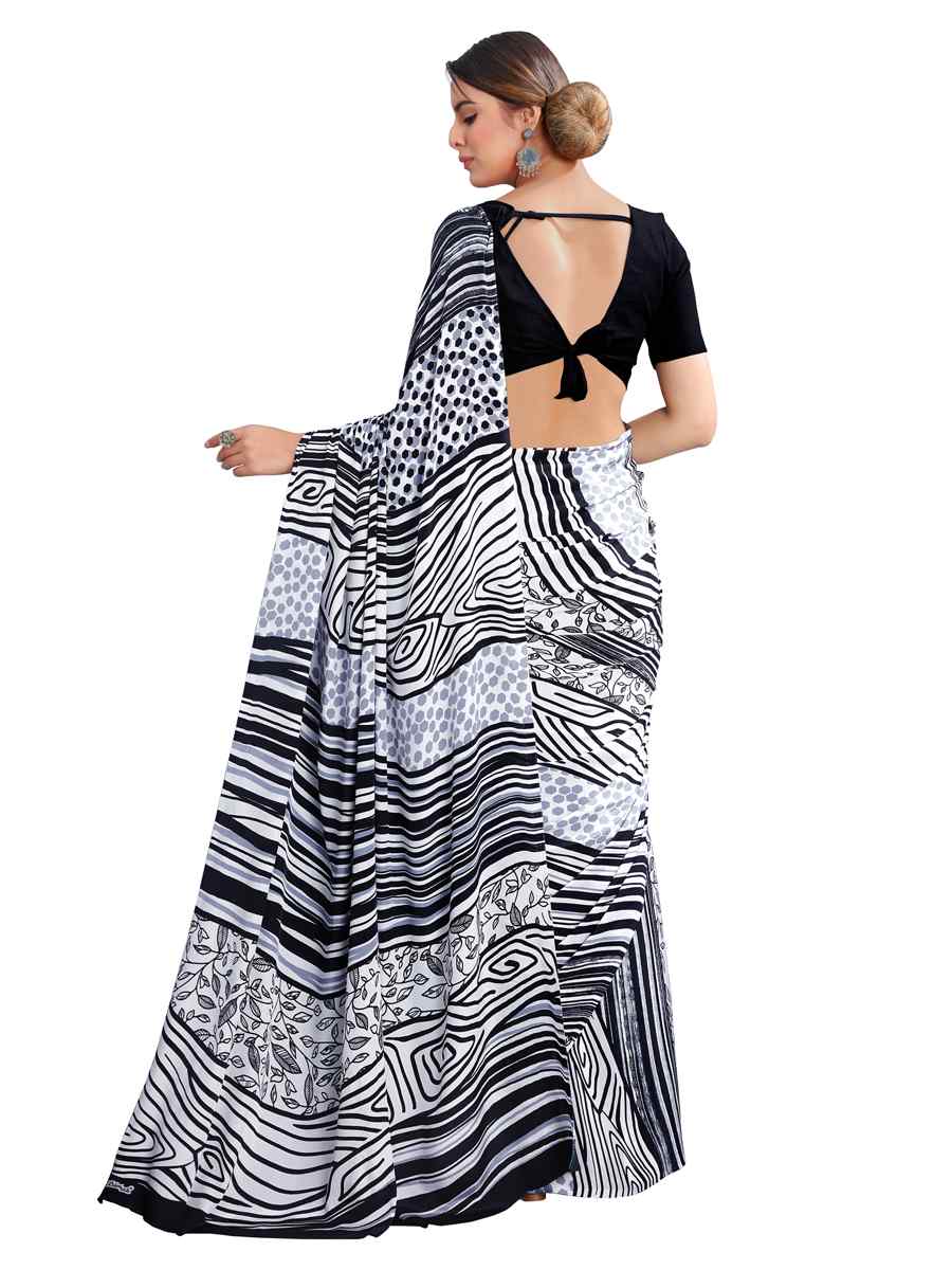 Multi Crepe Printed Casual Party Contemporary Saree