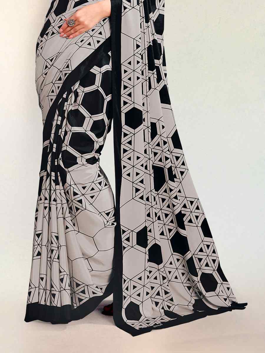 Multi Crepe Printed Casual Party Contemporary Saree