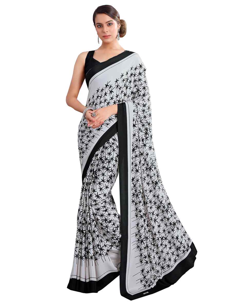 Multi Crepe Printed Casual Party Contemporary Saree