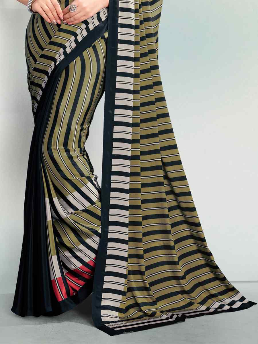 Multi Crepe Printed Casual Party Contemporary Saree