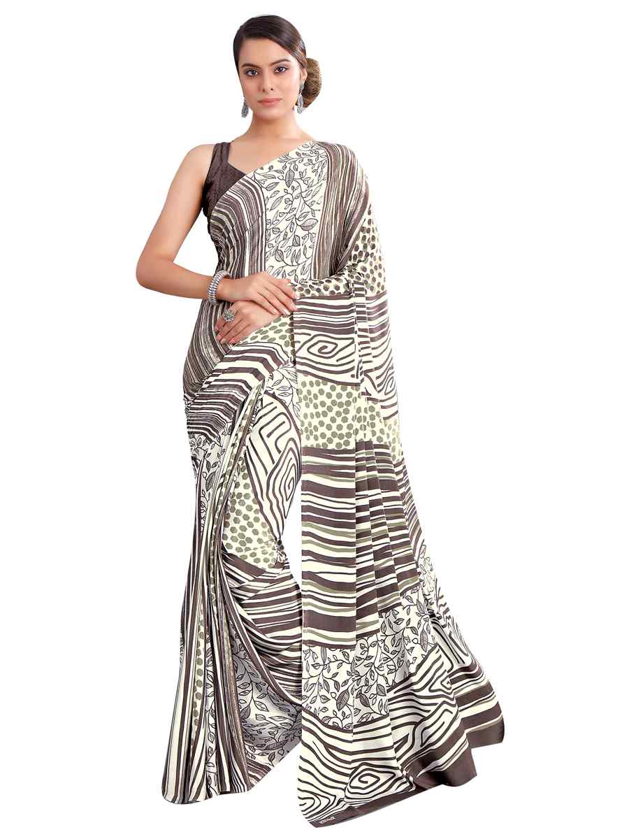Multi Crepe Printed Casual Party Contemporary Saree