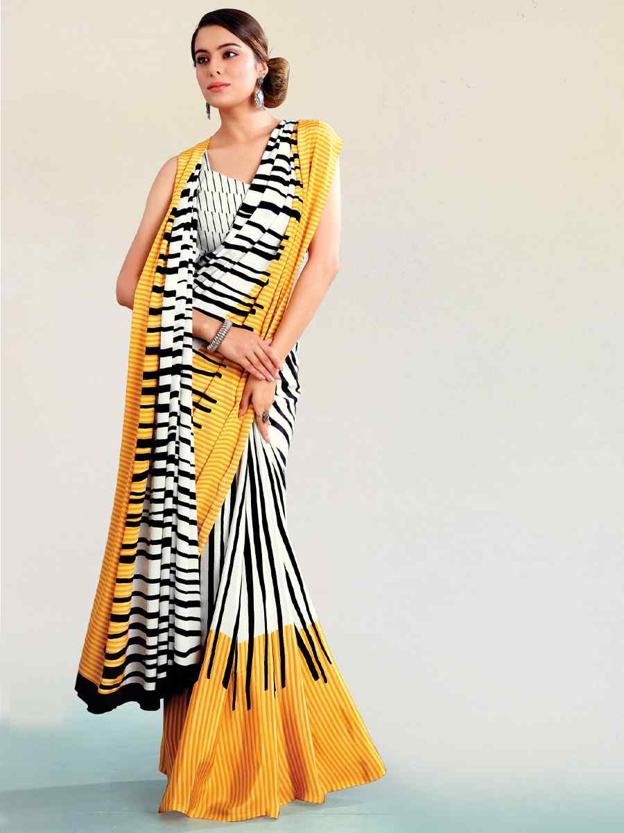 Multi Crepe Printed Casual Party Contemporary Saree