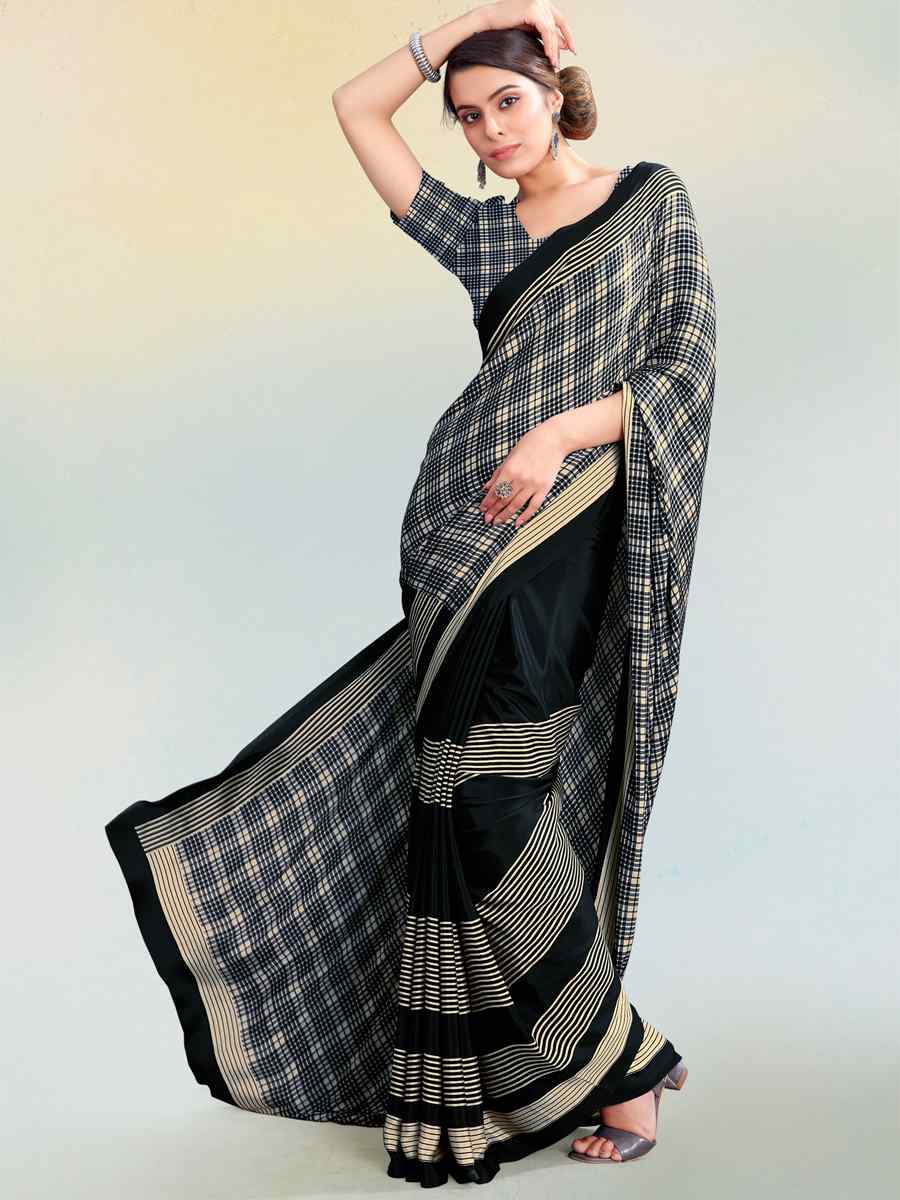 Multi Crepe Printed Casual Party Contemporary Saree