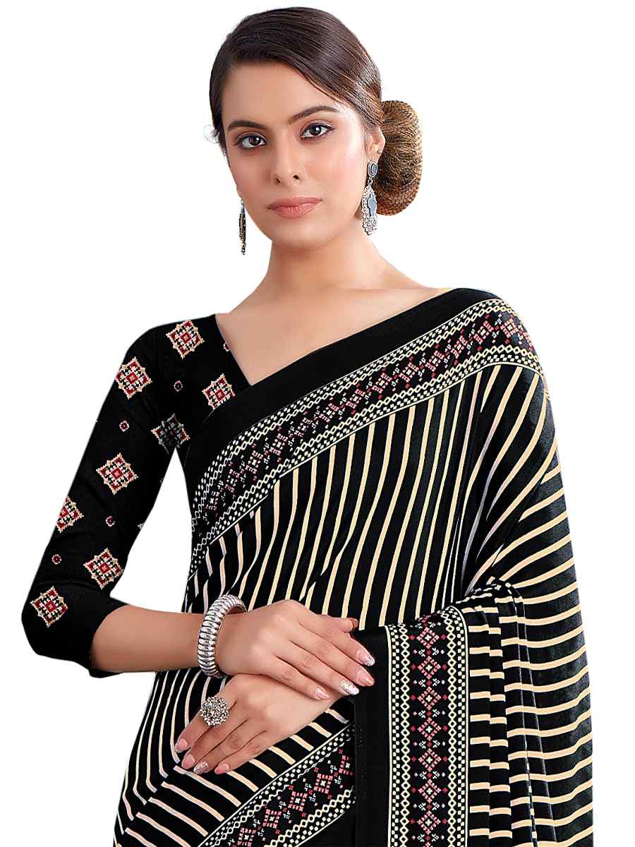 Multi Crepe Printed Casual Party Contemporary Saree