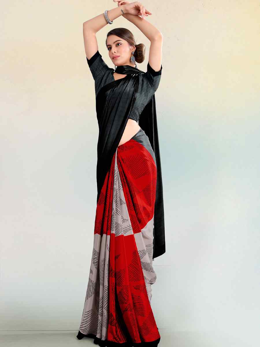 Multi Crepe Printed Casual Party Contemporary Saree
