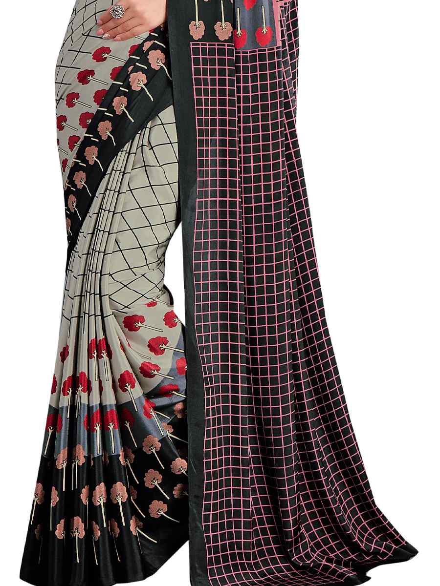 Multi Crepe Printed Casual Party Contemporary Saree