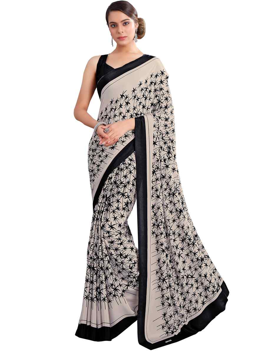 Multi Crepe Printed Casual Party Contemporary Saree