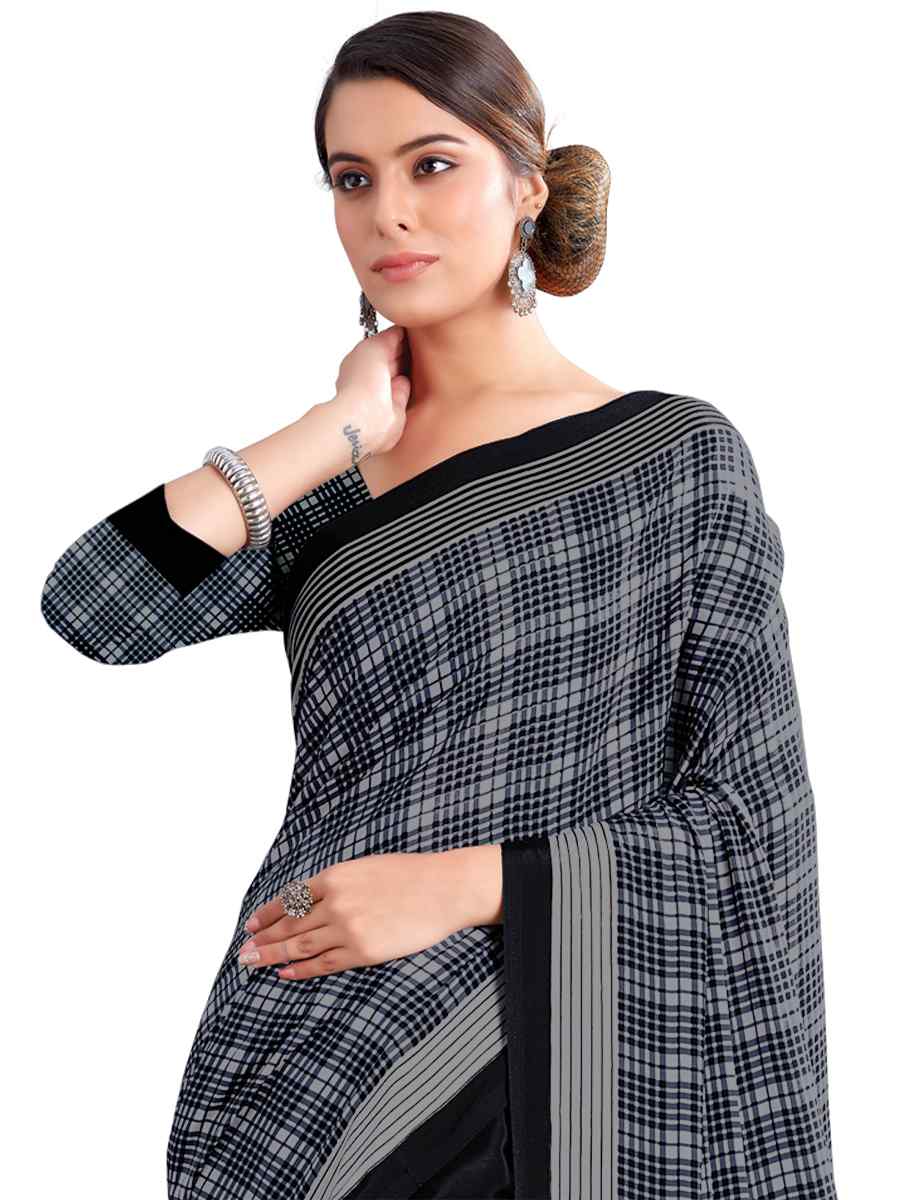 Multi Crepe Printed Casual Party Contemporary Saree