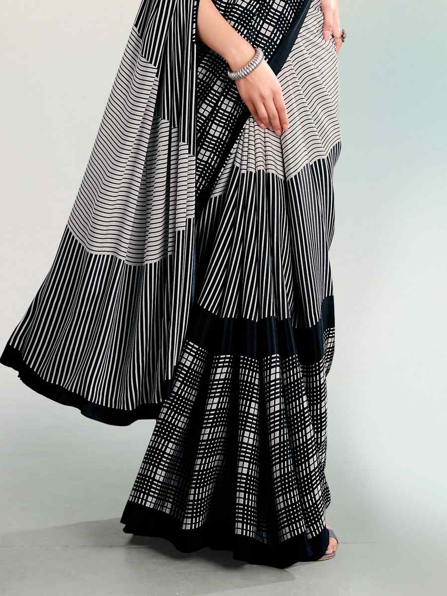 Multi Crepe Printed Casual Party Contemporary Saree
