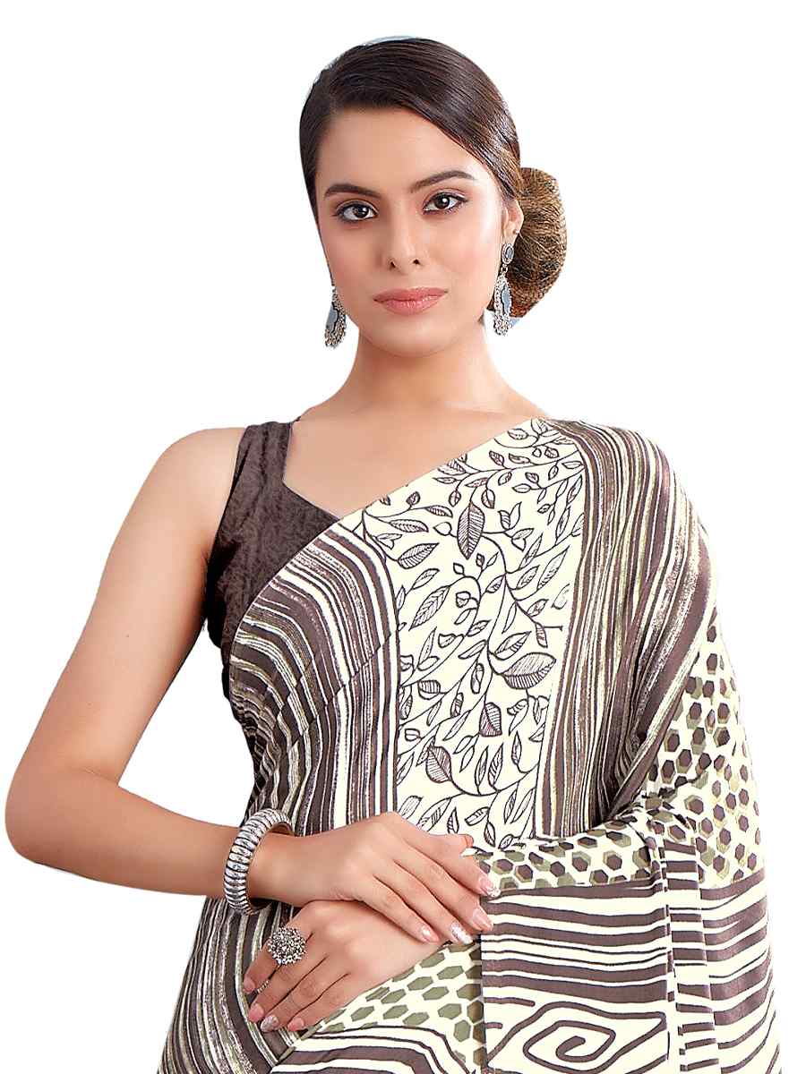 Multi Crepe Printed Casual Party Contemporary Saree