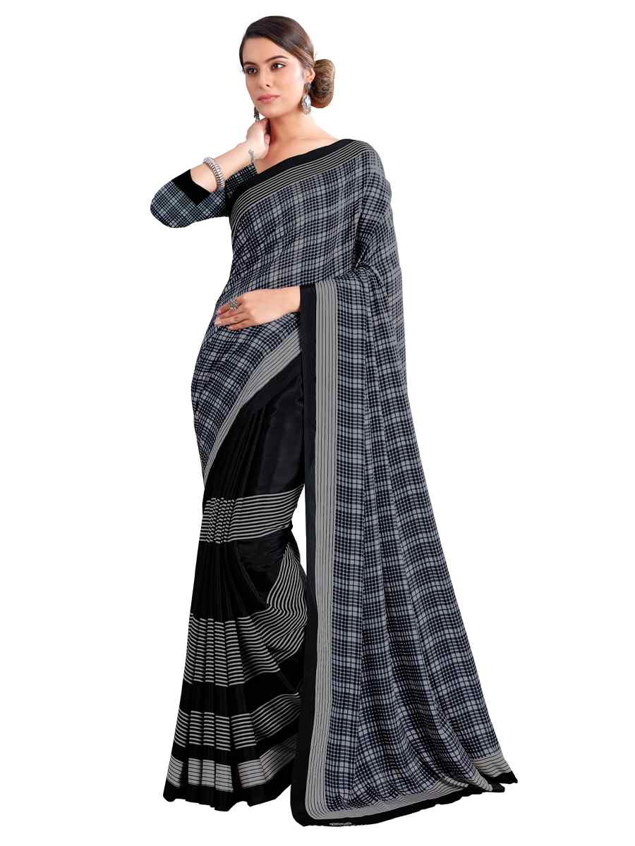 Multi Crepe Printed Casual Party Contemporary Saree