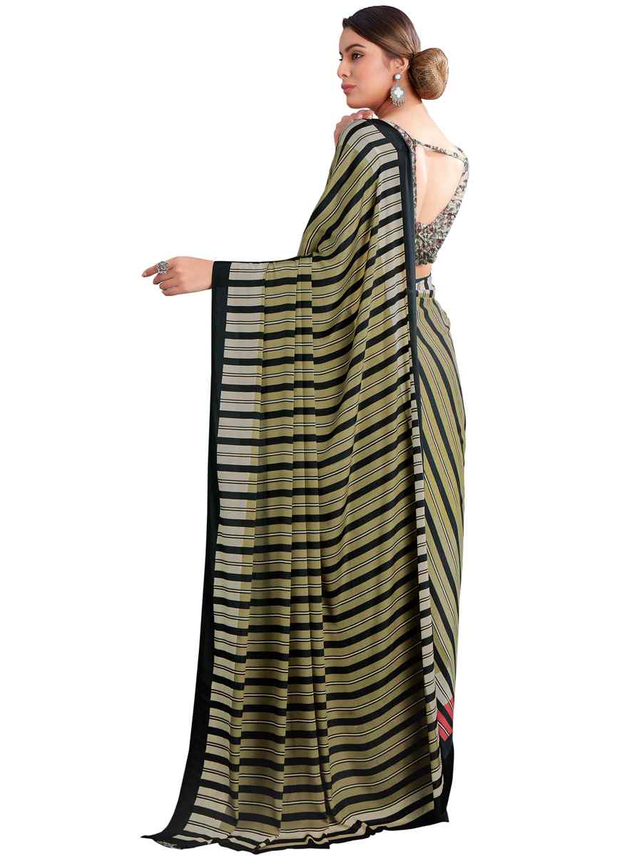 Multi Crepe Printed Casual Party Contemporary Saree