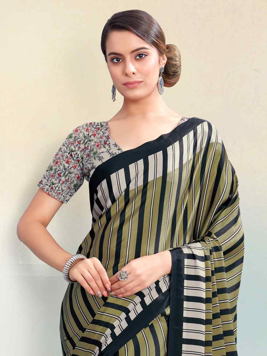 Multi Crepe Printed Casual Party Contemporary Saree