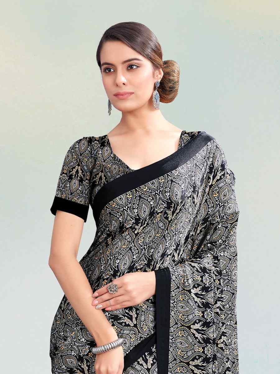 Multi Crepe Printed Casual Party Contemporary Saree