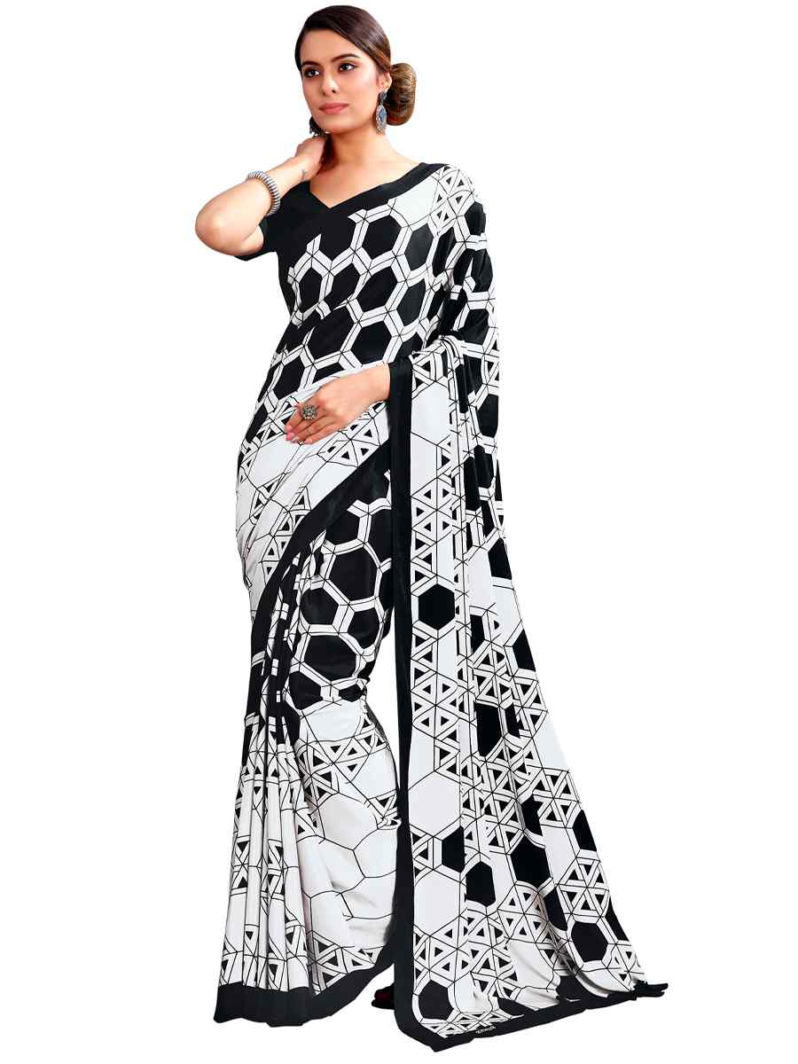 Multi Crepe Printed Casual Party Contemporary Saree
