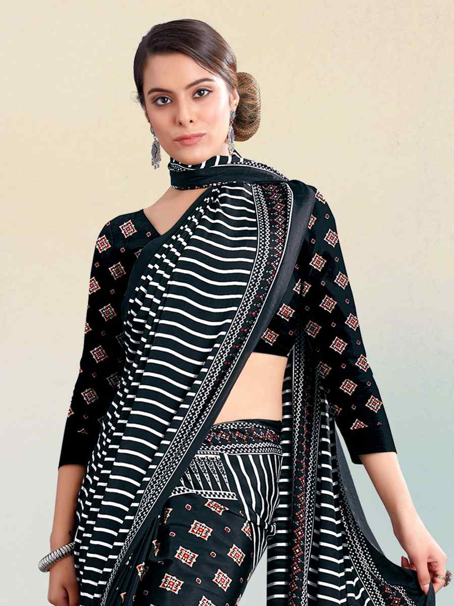 Multi Crepe Printed Casual Party Contemporary Saree