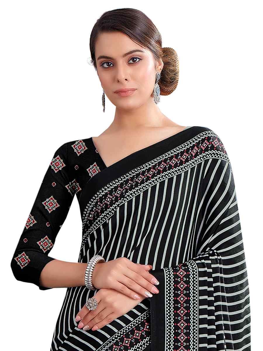 Multi Crepe Printed Casual Party Contemporary Saree