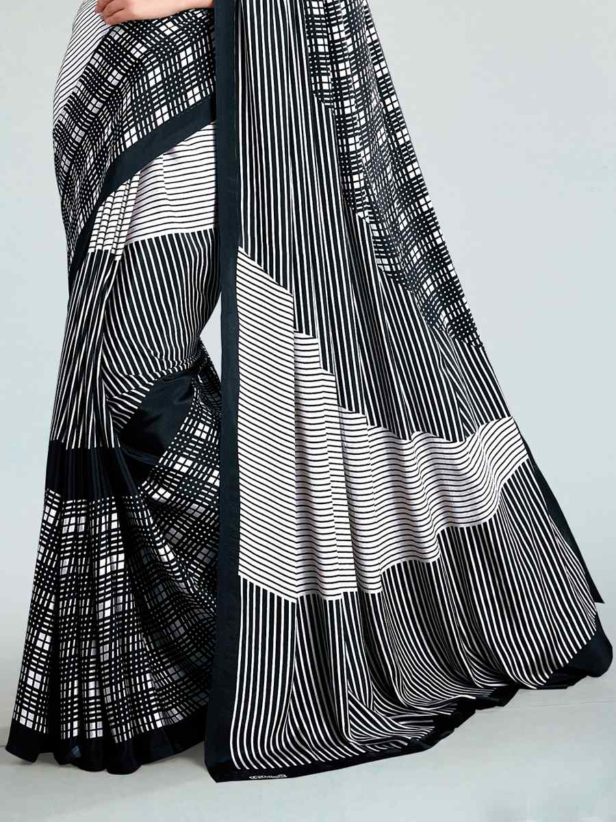 Multi Crepe Printed Casual Party Contemporary Saree