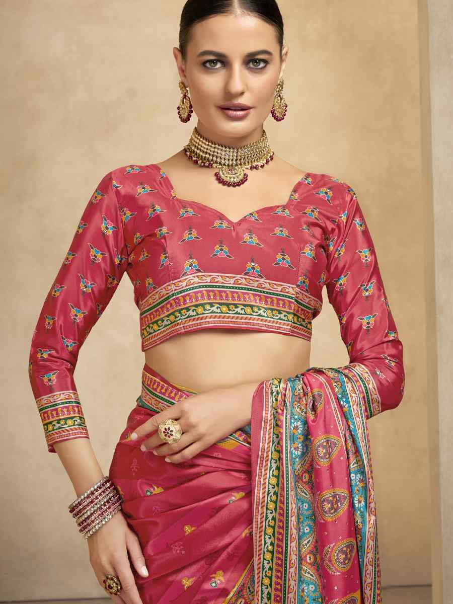 Multi Crepe Printed Casual Reception Festival Wedding Fancy Classic Style Sarees