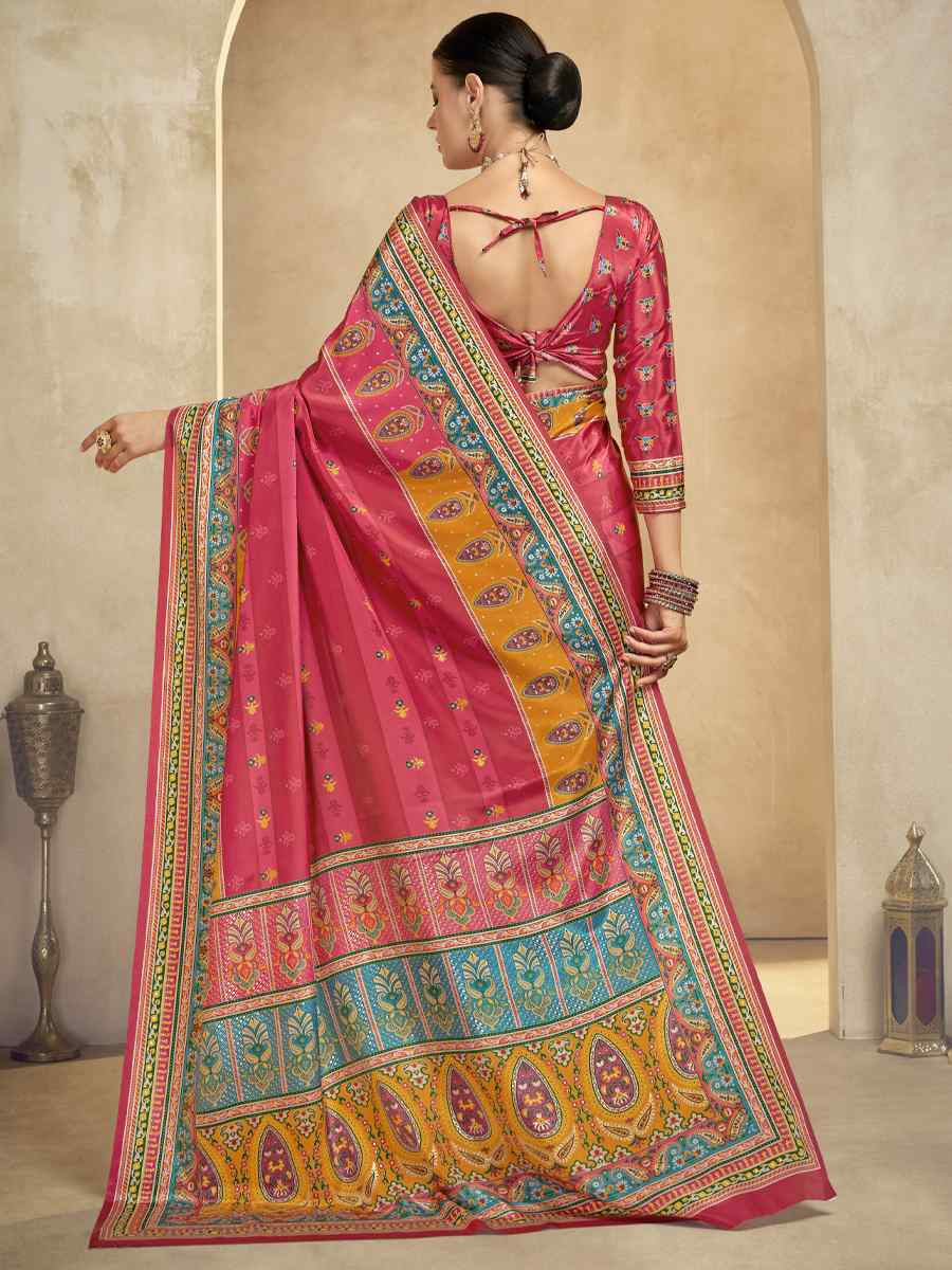 Multi Crepe Printed Casual Reception Festival Wedding Fancy Classic Style Sarees