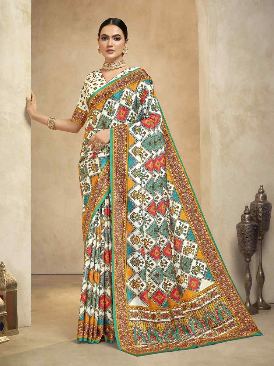 Multi Crepe Printed Casual Reception Festival Wedding Fancy Classic Style Sarees