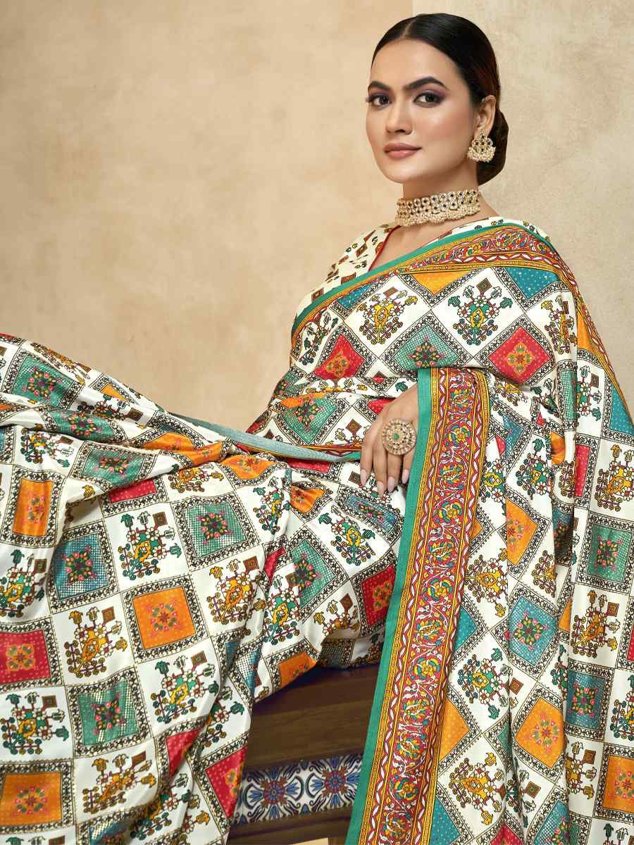 Multi Crepe Printed Casual Reception Festival Wedding Fancy Classic Style Sarees