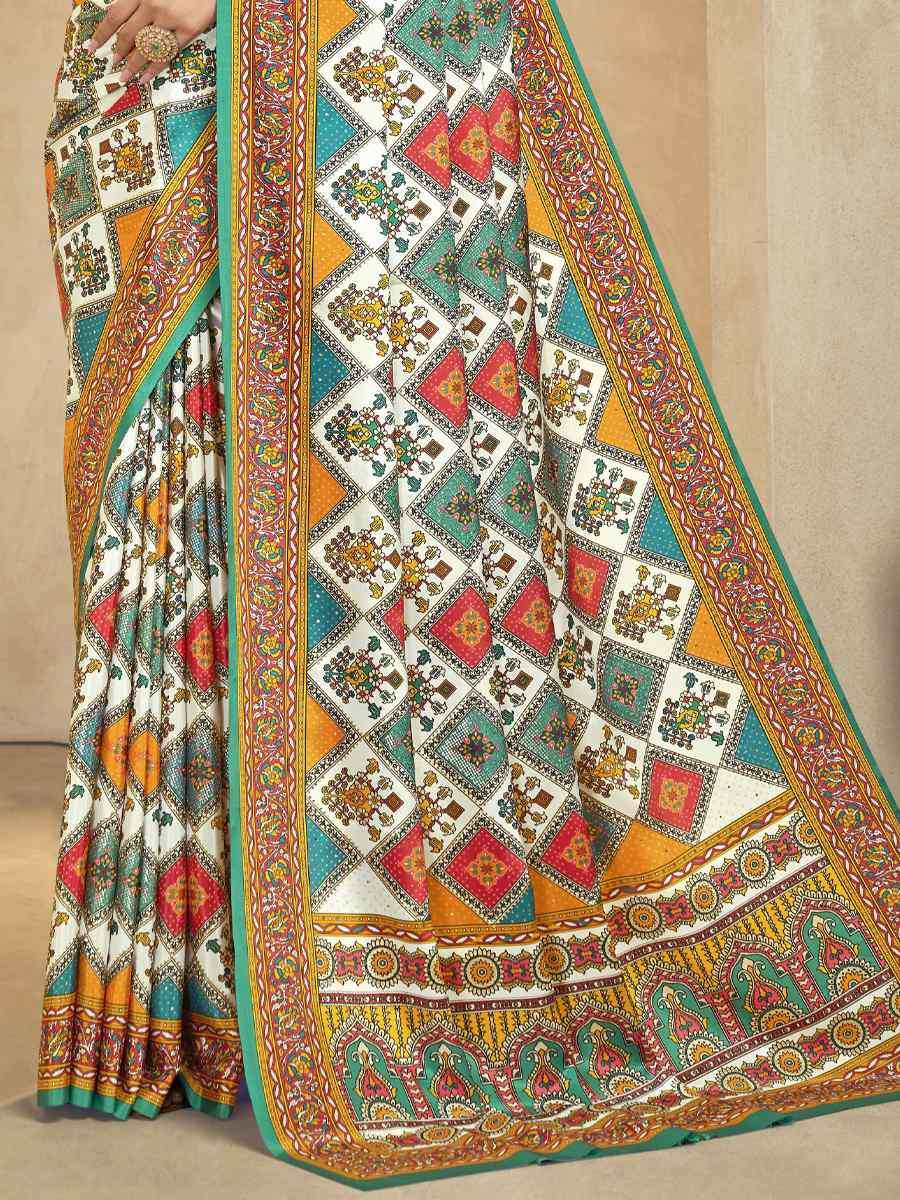 Multi Crepe Printed Casual Reception Festival Wedding Fancy Classic Style Sarees