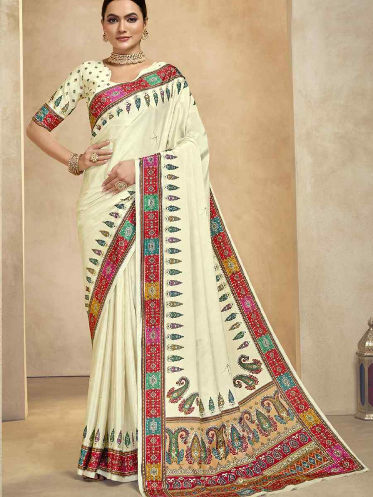 Image of Multi Crepe Printed Casual Reception Festival Wedding Fancy Classic Style Sarees