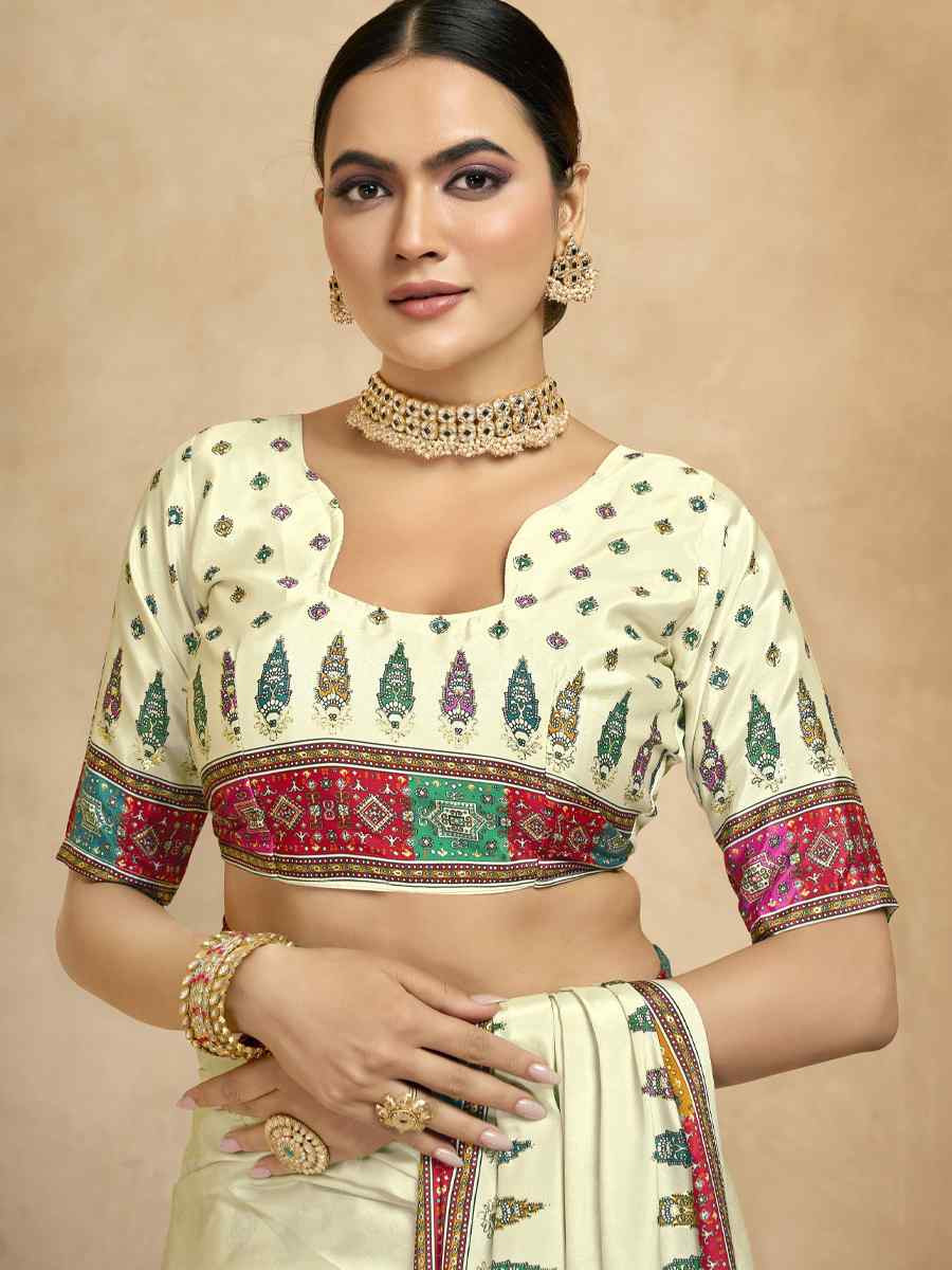 Multi Crepe Printed Casual Reception Festival Wedding Fancy Classic Style Sarees