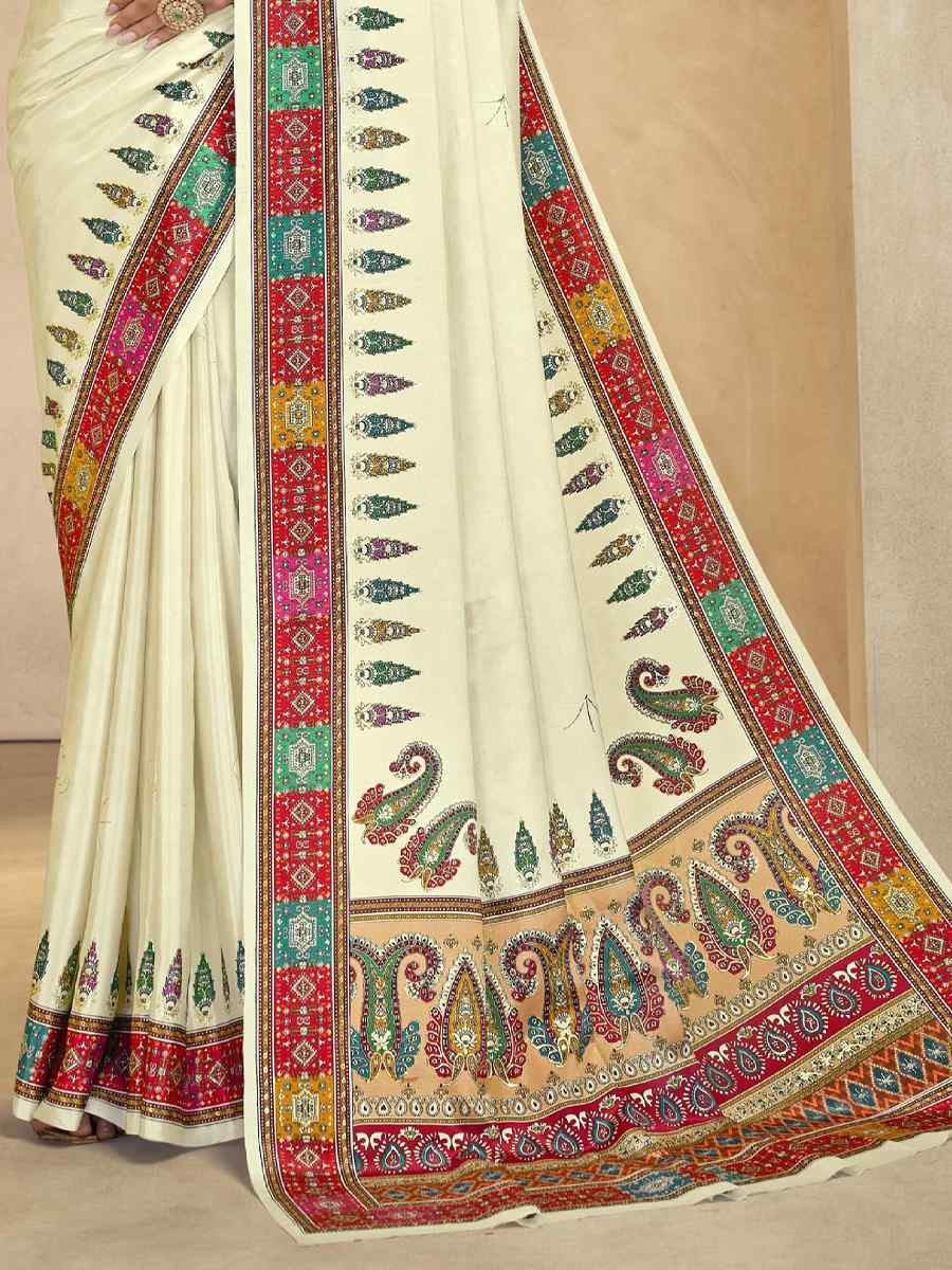 Multi Crepe Printed Casual Reception Festival Wedding Fancy Classic Style Sarees