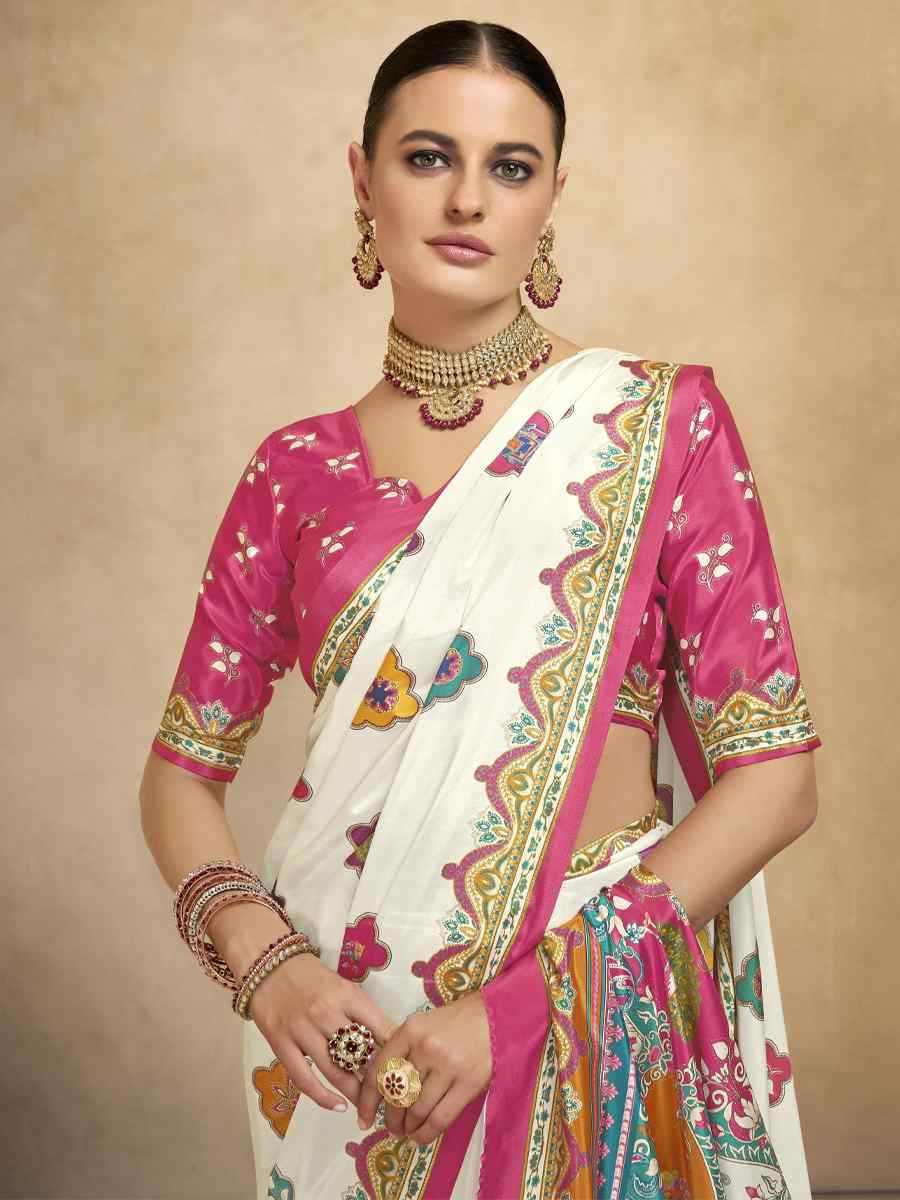 Multi Crepe Printed Casual Reception Festival Wedding Fancy Classic Style Sarees