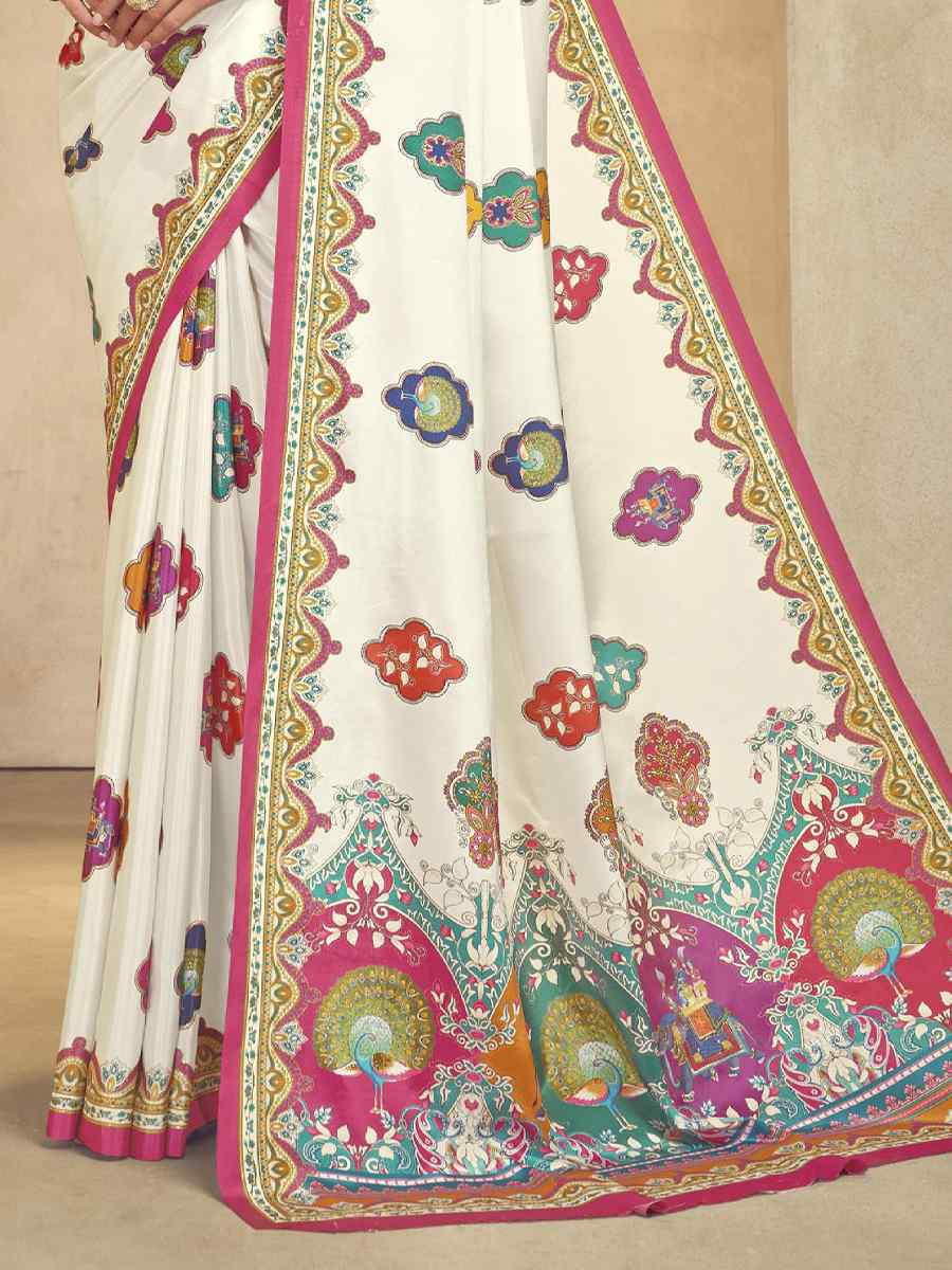 Multi Crepe Printed Casual Reception Festival Wedding Fancy Classic Style Sarees