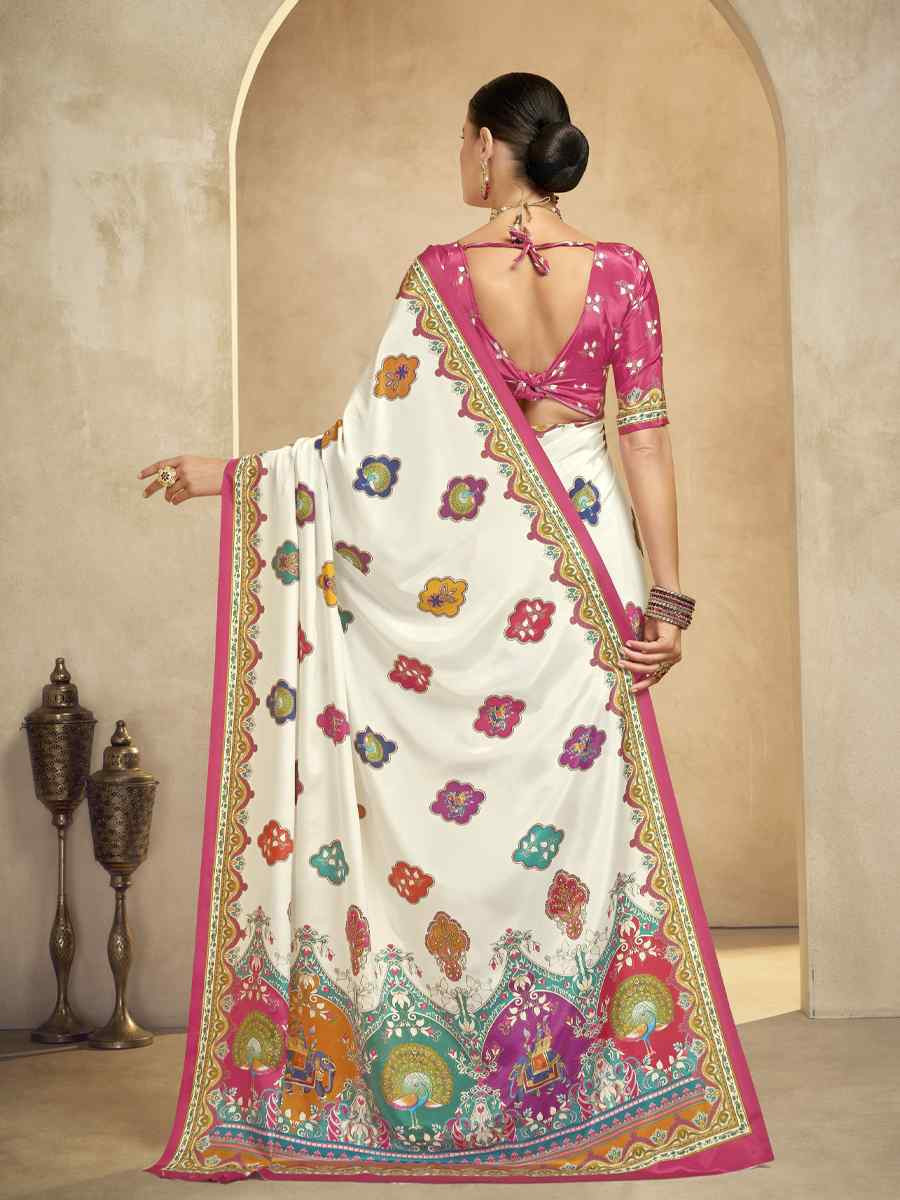 Multi Crepe Printed Casual Reception Festival Wedding Fancy Classic Style Sarees